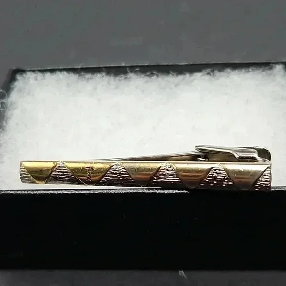 Yves Saint Laurent Gold and Silver Tone Cufflinks and Tie Bar set